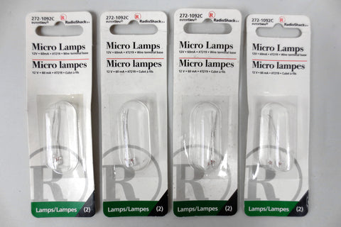 8 RadioShack 12V 60mA Micro Lamps Wire terminal Base 272-1092C, Model Railroad