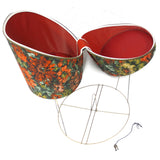 VIntage Mid Century 1950's Hat Wig Box signed Blondy Luggage Montreal 12 3/4" Tall, Zipper, Metal Wire Rack, Red Vinyl & Felt Interior