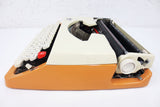 Vintage 1980's Brother Charger 22 Portable Typewriter with Case, Japan, Orange