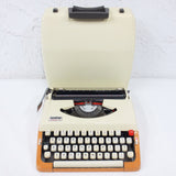Vintage 1980's Brother Charger 22 Portable Typewriter with Case, Japan, Orange