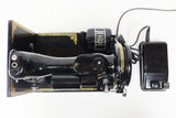 Vintage 1952 Singer Featherweight 221K Portable Sewing Machine with Original Case, Food Pedal and 8 Accessories