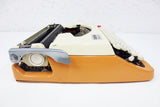 Vintage 1980's Brother Charger 22 Portable Typewriter with Case, Japan, Orange