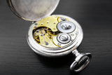 Antique 1902 Omega Pocket Watch Solid Silver .800, 35mm, Swan Hallmark, Dbl Back