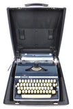 Vintage Adler Typewriter Gabriele 35 Model from Western Germany, Dark Blue, Silver