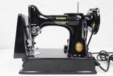 Vintage 1952 Singer Featherweight 221K Portable Sewing Machine with Original Case, Food Pedal and 8 Accessories