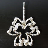 Theresia Hvorslev Sweden Modernist Brutalist 3.5" Shamrock Pendant, Silver .925