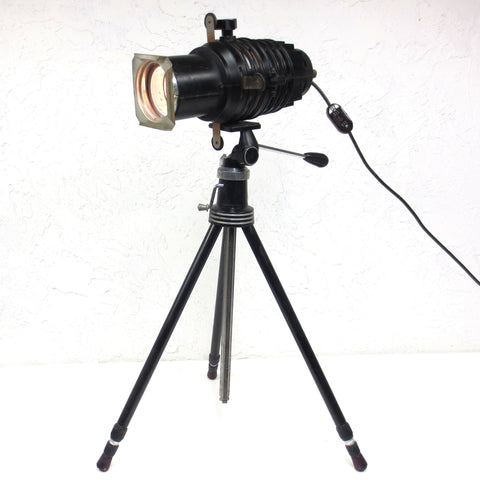 Vintage Tripod Spot Light Floor Lamp 360° for Studio Loft, Extends Up to 5 Feet