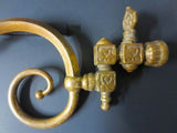 Antique Victorian Brass Gas Lamp Light Arm, Ornate Harps Swivel Light Fixture