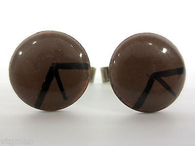 Vintage Modernist Cufflinks, Hand Painted Enamel on Copper, Abstract Arrow
