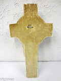 Vintage Plaster Crucifix, Jesus Christ Figure Eyes Closed, Signed, Closed Church