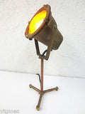 Vintage Tripod Spotlight 7" Diameter, All Bronze Industrial Floor Lamp 150 Watts