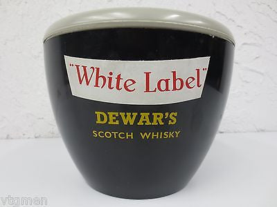 Vintage Dewar's Scotch Whisky Ice Bucket, Dewars White Label Brand, 9" Diameter