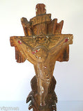 WWII 1938 Plaster Church Crucifix 15" Tall, Arma Christi Weapons of Christ Blood