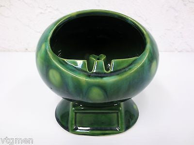 Vintage Retro Canada Pottery Football Ashtray, Green Glaze Footed, Dynamic 2830