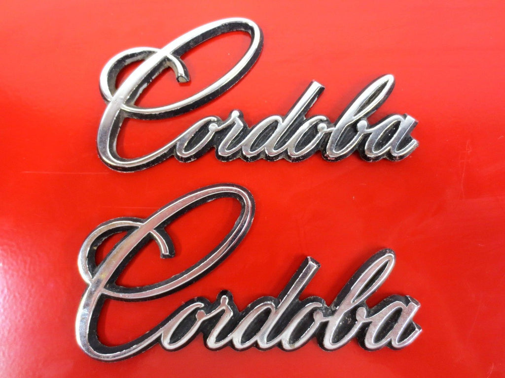Vintage Chrysler Cordoba Pair of Chrome Emblem Badge No. 1 & 2, 1975-76-77-78-79