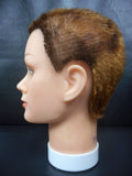 Vtg Dannyco Mannequin Head 10" Shaved Marbled Red Hair Cut, Store Display