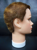 Vtg Dannyco Mannequin Head 10" Shaved Marbled Brown Hair Cut, Store Display