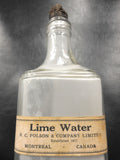 Antique Lime Water Glass Bottle Medicine 16 oz, Polson 1877 Montreal, Canada