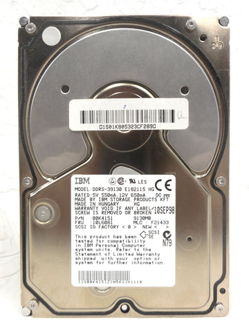 New IBM Internal Hard Drive DDRS-39130 SCSI 9GB 00K4151, Never Used, With Tags and Box