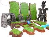Lot of 40 Mega Bloks Parts Green Grass Base Plates Terrain and Gothic Castle, Dragon Warriors Platforms Battlescapes