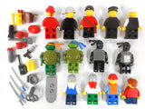 Lego Lot of 13 Minifigures and 17 Accessories, Ninja Turtles, Policeman, Cook, Worker, Skaters
