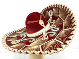 Vintage 23" Red Felt Sombrero Signed Calidad, Adult Medium Hat Size 7 1/8" 57 cm 22 1/4", Mexican Mariachi Hat