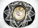 Vintage 15" Black Felt Sombrero Signed Pigalle, Kid Medium Hat Size 6 3/8" 51 cm 20 1/8", Mexican Mariachi Hat