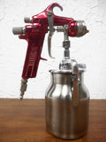 Binks BBR Professional Paint Spray Gun with Binks AS20 Nozzle Tip and 4" Suction Feed Cup, Red