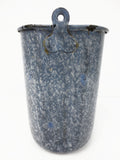 Vintage Blue Enamel Porcelain Bucket, Wall Mount, Hygiene Private Parts, Oddity