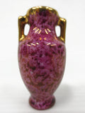 Vintage DC Limoges France Miniature Dollhouse Porcelain Vase 2" Pink, Gold Paint