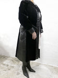 Vintage Black Mink Fur Coat with Black Leather Signed Sarrazin, Quebec, Canada