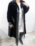 Vintage Black Mink Fur Coat with Black Leather Signed Sarrazin, Quebec, Canada