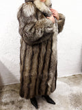 Vintage Silver Tip Racoon Fur Coat Signed Oslo Montreal 53" Long, Ladies Fur Coat