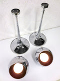 Vintage Lampadari Reggiani Chrome Floor Lamps Pair 2' Tall, Space Age Eyeballs K