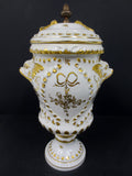 Vintage Porcelain Urn 15" Tall Porcelaine de Paris France, Gold Blowfishes