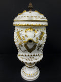 Vintage Porcelain Urn 15" Tall Porcelaine de Paris France, Gold Blowfishes