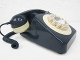 New Vintage Style Rotary Phone 746 by Wild & Wolf, Push Button Dial, Blue Grey, Complete with Box
