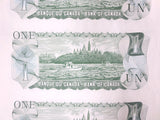 Vintage 1973 Uncut Sheet of 40 Canadian One Dollar Bills Series BFK