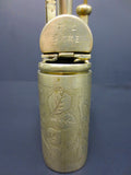 Antique Opium Pipe 1890's Signed, 10.5" Tall, Engraved Birds Leaves Sun, MINT