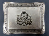 Masonic Lodge Silver 800 Plate Signed L. Gloton Paris, Coupelle en Argent RARE