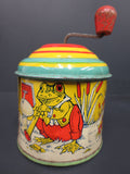 1930's J.Chein Tin Toy Music Box, Lithographed Frog Band Playing, WORKS