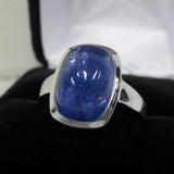 Cabochon Ring 9.8 Carats Large Genuine Blue Tanzanite, Size 9, 1500 Value Certif