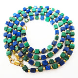 Genuine Lapis Lazuli & Malachite Necklace & Bracelet with 14k Gold Filled Beads