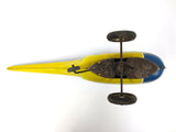 Vintage Wind Up Tin Toy Helicopter 13" Pilot Passenger, Technofix Germany, Works
