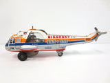 Vintage Sikorsky S-61 Tin Toy Helicopter 10.5", Airport Airway, TN Nomura Japan