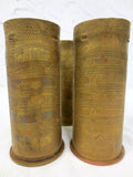 WWI 1914 Three Trench Art Brass Shells 92 mm, Patronenfabrik Karlsruhe