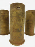 WWI 1914 Three Trench Art Brass Shells 92 mm, Patronenfabrik Karlsruhe