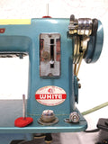 Vintage White 464 Sewing Machine, Turquoise 2 Tone, 110V Motor