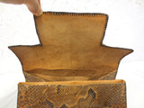 Vintage Genuine Python Snakeskin Purse Handbag, 3 Pockets, Handles