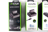 New DigiPower Re-Fuel 2 Batteries 3 Chargers 1 Microphone Lavalier Mic GoPro 3-4